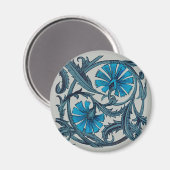 blauw antiek bloemenkunst ambachten rustiek magneet (Voorkant / Achterkant)