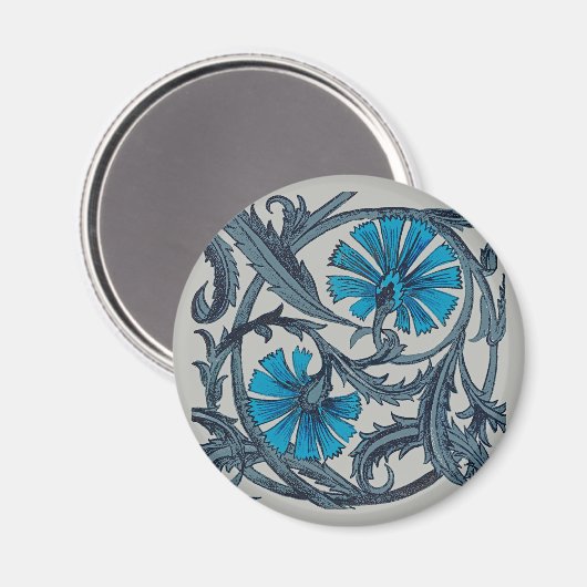  blauw antiek bloemenkunst ambachten rustiek magneet (Voorkant / Achterkant)