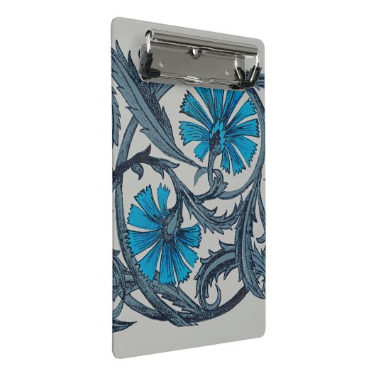  blauw antiek bloemenkunst ambachten rustiek mini klembord (Schuin)