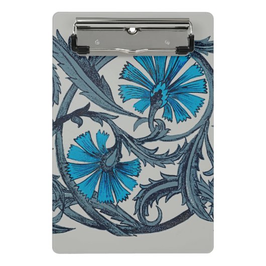 blauw antiek bloemenkunst ambachten rustiek mini klembord (Voorkant)