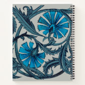  blauw antiek bloemenkunst ambachten rustiek notitieboek (Achterkant)