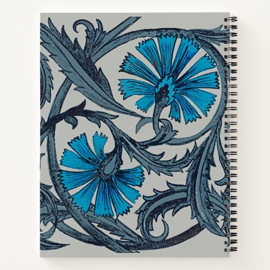  blauw antiek bloemenkunst ambachten rustiek notitieboek (Achterkant)