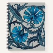 blauw antiek bloemenkunst ambachten rustiek notitieboek (Voorkant)
