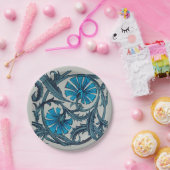  blauw antiek bloemenkunst ambachten rustiek papieren bordje (Feest)