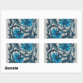  blauw antiek bloemenkunst ambachten rustiek rechthoekige sticker (Vel)