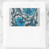  blauw antiek bloemenkunst ambachten rustiek rechthoekige sticker (Tas)