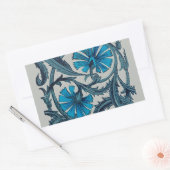  blauw antiek bloemenkunst ambachten rustiek rechthoekige sticker (Envelop)