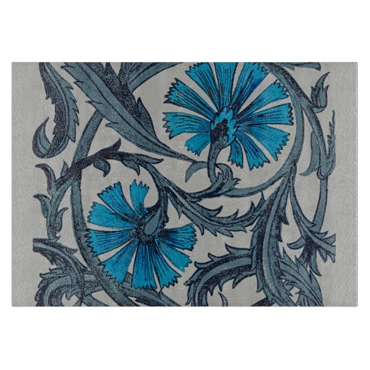 blauw antiek bloemenkunst ambachten rustiek snijplank (Voorkant)