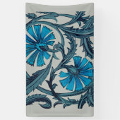 blauw antiek bloemenkunst ambachten rustiek spandoek (Verticaal)