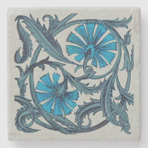  blauw antiek bloemenkunst ambachten rustiek stenen onderzetter