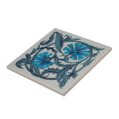 blauw antiek bloemenkunst ambachten rustiek tegeltje (Zijkant)