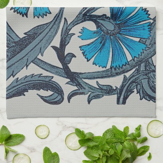  blauw antiek bloemenkunst ambachten rustiek theedoek (Gevouwen)