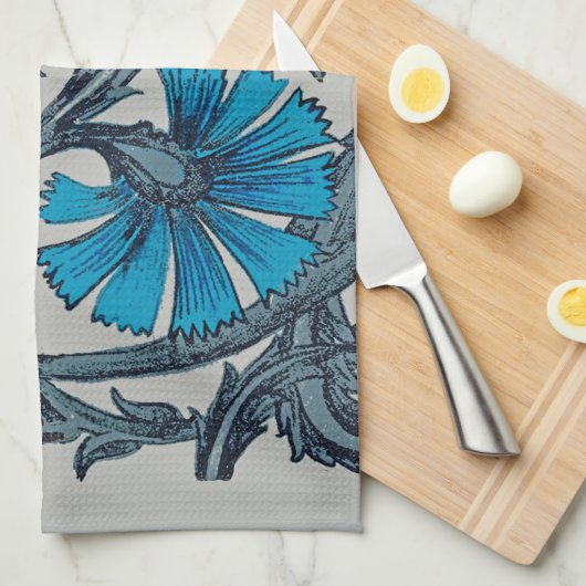  blauw antiek bloemenkunst ambachten rustiek theedoek (Quarter Fold)