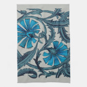  blauw antiek bloemenkunst ambachten rustiek theedoek (Verticaal)