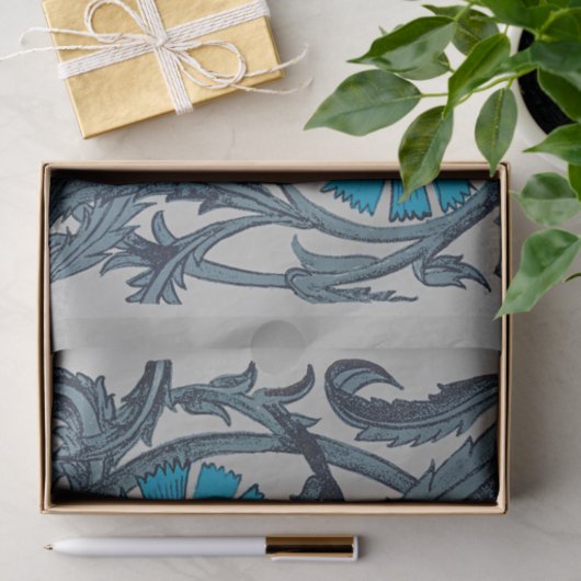blauw antiek bloemenkunst ambachten rustiek tissuepapier (Geschenk)