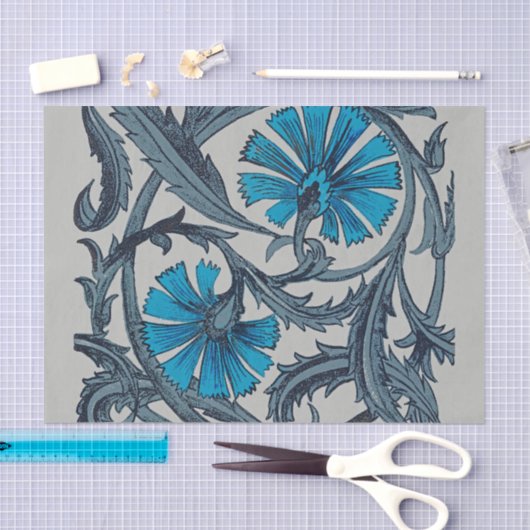 blauw antiek bloemenkunst ambachten rustiek tissuepapier (Craft)