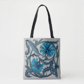 blauw antiek bloemenkunst ambachten rustiek tote bag (Voorkant)