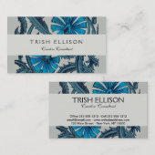  blauw antiek bloemenkunst ambachten rustiek visitekaartje (Voorkant / Achterkant)