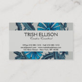  blauw antiek bloemenkunst ambachten rustiek visitekaartje (Achterkant)