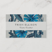  blauw antiek bloemenkunst ambachten rustiek visitekaartje (Voorkant)