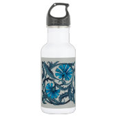 blauw antiek bloemenkunst ambachten rustiek waterfles (Voorkant)