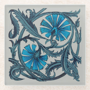Blauw antiek bloemkunst landelijke tegeldecoratie glazen onderzetter