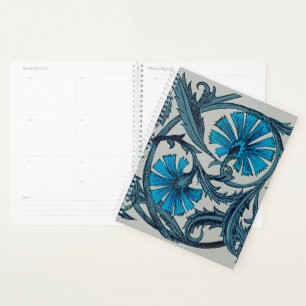 Blauw antiek bloemkunst landelijke tegeldecoratie planner