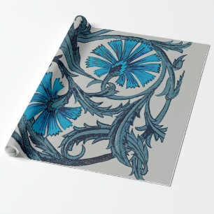 Blauw antiek bloemkunst roestig tegeldecor cadeaupapier