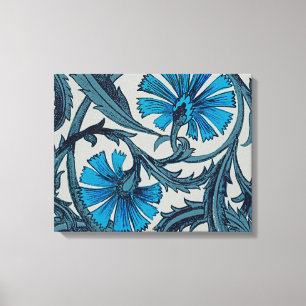 Blauw antiek bloemkunst roestig tegeldecor canvas afdruk