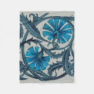 Blauw antiek bloemkunst roestig tegeldecor fleece deken