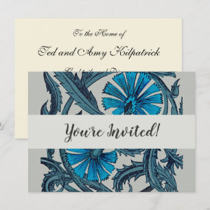 Blauw antiek bloemkunst roestig tegeldecor kaart