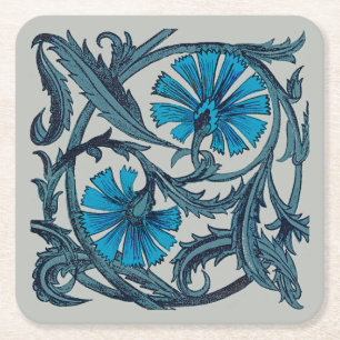 Blauw antiek bloemkunst roestig tegeldecor kartonnen onderzetters