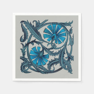 Blauw antiek bloemkunst roestig tegeldecor servet