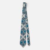 Blauw antiek bloemkunst roestig tegeldecor stropdas (Voorkant)