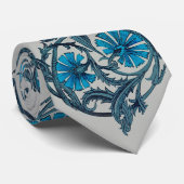Blauw antiek bloemkunst roestig tegeldecor stropdas (Opgerold)
