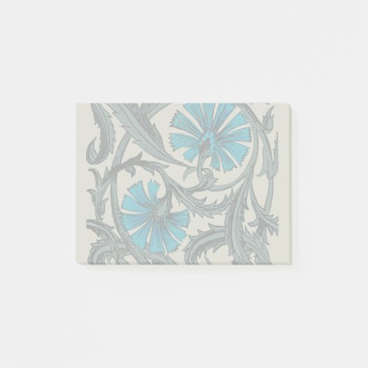 Blauw Antiek Bloemkunst Rustieke Tegeldecoratie Post-it® Notes (Voorkant)