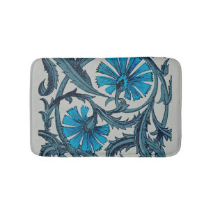blauw antiek bloemontwerp voor grafische doeleind badmat