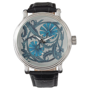  blauw antiek bloemontwerp voor grafische doeleind horloge