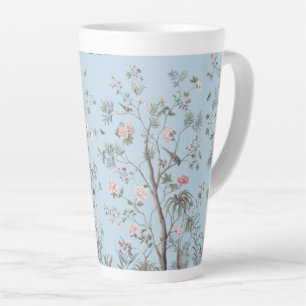 Blauw antiek bloempatroon   latte mok