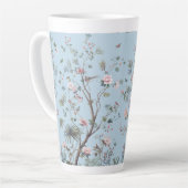 Blauw antiek bloempatroon latte mok (Linkerhoek)