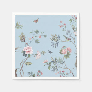 Blauw antiek bloempatroon servet
