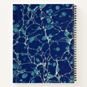  blauw Antiek gemarmerd design naam label Notitieboek (Achterkant)