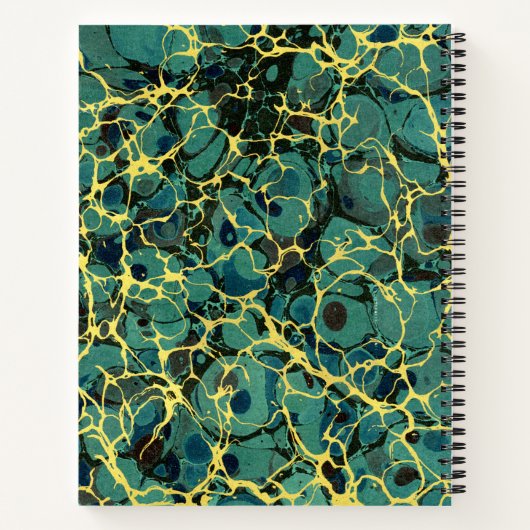  blauw Antiek gemarmerd papier oude naam label Notitieboek (Achterkant)