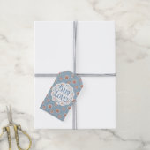 Blauw Antiek gepersonaliseerd Baby shower Cadeaulabel (Met Touw)
