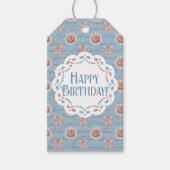 Blauw Antiek Gepersonaliseerde Happy Birthday Cadeaulabel (Voorkant)