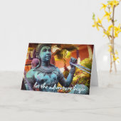 Blauw Antiek krijger standbeeld laat avontuur begi Kaart (Gele Bloem)