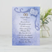 Blauw antiek rozen Huwelijksuitnodiging Kaart (Staand voorkant)