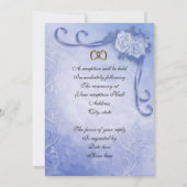 Blauw antiek rozen Huwelijksuitnodiging Kaart (Achterkant)