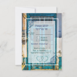 Blauw Antiek RSVP-kaart RSVP Kaartje