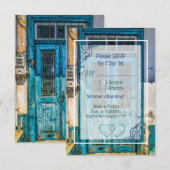 Blauw Antiek RSVP-kaart RSVP Kaartje (Voorkant / Achterkant)